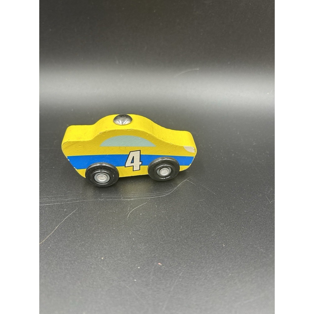 Melissa & Doug Kids GH17010 Yellow Race Car 4 Wooden Toy Preschool One Size